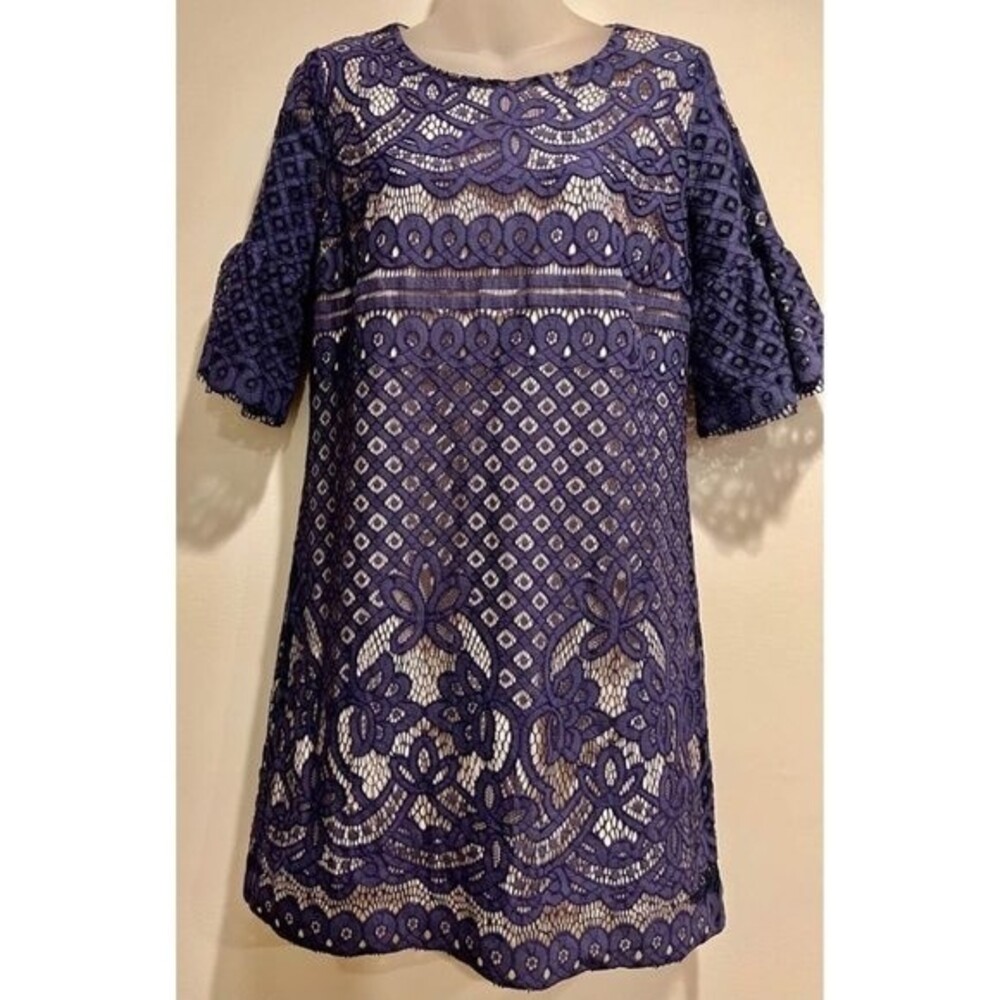Skies are blue navy Lace Over Tan Size S
